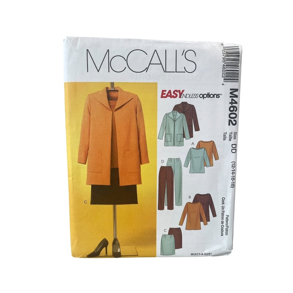 McCall's M4602 Sewing Pattern Misses Petite 12-18 Jacket Top Skirt Pants